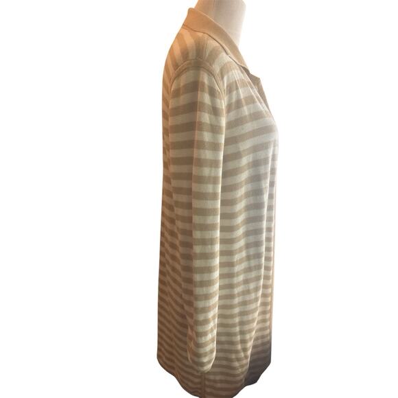 Chicos Cardigan Womens Sz 1 Us M Tan White Reversible Open Front Long Sleeve - Picture 3 of 4